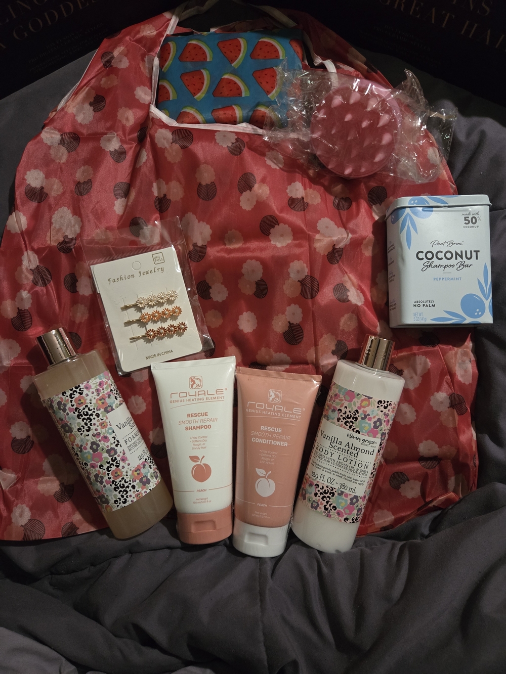 Vanilla Almond Scented Body Lotion & Hair Rescue Set - Peach (Unbranded)